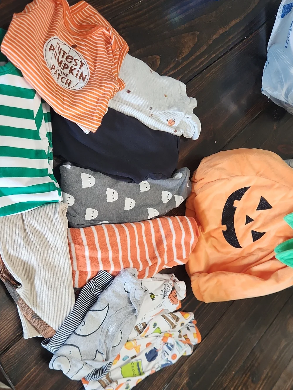 9 Month Baby Boy Orange Pumpkin Costume & Fall Outfit Bundle
